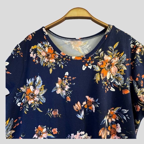 Active Pro Women's Dress Size 2X Blue Floral Crewneck Short Sleeves - Picture 2 of 12